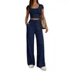Moda Casual de Mujer de Dos Piezas de Manga Corta y Pantalones Largos, Conjunto para Ir al Trabajo, Nuevo Y2 Europeo y Americano, Primavera/Verano 2026, Transfronterizo