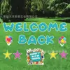 Bienvenida transfronteriza de regreso a clases, apertura de la tarjeta de temporada escolar, letrero decorativo del patio del campus, apertura de la tarjeta de temporada escolar