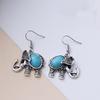 Pendientes Turquesa Retro de Moda Europea y Americana Transfronteriza Pendientes Sencillos de Elefante Estilo Étnico Pendientes Clásicos Set de Pendientes