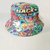 Gorro de Pescador con Graffiti de Celebridad de Internet de Doble Cara Retro Visera Solar Sombrero Protector Solar para Hombres y Mujeres Exterior Versátil Sombrero Cubeta Estampado Hip-hop