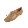 Zapatos de abuela retro estilo Hepburn, primavera 2024, planos con cordones, boca en V, de cuero genuino, pequeños, planos de piel de vaca, de boca profunda para mujer.