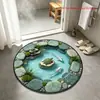 Tapete de cristal 3D para lago, resistente a manchas e fácil de limpar, adequado para salas de estar, uso doméstico, formato redondo, durável e ideal como capacho