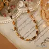 Popular Cadena Doble para Clavícula de Caballo con Piedra Natural Ojo de Tigre y Cuentas de Color Contrastante de Ainibeni, Collar de Moda y Versátil