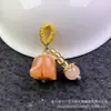 Pingente de Flor de Lírio-do-Vale de Jade com Fio de Ouro Tecido, Pingente de Jade Aventurina Natural, Joias para Pulseira DIY, Acessórios de Jade para o Festival Qixi