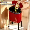 Papelera alta con ruedas para uso en la cocina del hogar, gran capacidad, móvil, lujo ligero, no es necesario agacharse, papelera con tapa