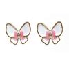 Pendientes de plata 925 con forma de mariposa, pequeños y adorables, con diseño de gota de aceite, a la moda para mujer, con perlas y clip para las orejas.