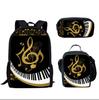 Temporada de Apertura 2023 Nueva Mochila para Estudiantes Universitarios Transfronterizos Mochila de Tres Piezas Piano Tela Oxford
