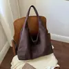2026 Nova Moda Estilo Coreano Nicho Retrô Simples Bolsa Tote de Camurça Grande Capacidade Bolsa de Ombro Transversal