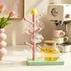 Portavasos con forma de árbol de color dopamina INS, soporte ventilado y de drenaje para múltiples tazas, adorno de escritorio elegante y práctico
