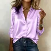 30 Colores en Stock Primavera 2026 Transfronterizo Amazon Sitio Independiente Europeo y Americano Elegante Camisa de Satén de Manga Larga para Mujer