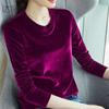 Camiseta Base Cálida de Manga Larga con Cuello Redondo, Capa Interior de Terciopelo para Otoño/Invierno 2025, Versátil Casual, Tallas Grandes