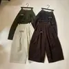 Treze linhas! Calça pantalona cropped de veludo cotelê elástica de cintura alta emagrecedora para mulheres, outono e inverno de 2026