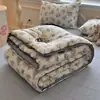 Colcha de invierno de doble capa de lino arrugado estilo vintage personalizada, colcha de primavera y otoño, colcha de fibra de soja, relleno de colcha