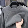Suéter Casual Simples de Cor Sólida para Homens, Novo Outono e Inverno Solto Gola Redonda Aconchegante Espesso Tricô Patchwork Pulôver