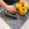Tapete de Silicona para Tapa de Olla en Encimera, Tapete Multifuncional Estrecho para Almacenamiento de Tapas de Olla para Estufa de Cocina, Tapete Antideslizante Drenante sin Taladro