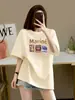 Camiseta de Manga Corta para Mujer de Algodón Puro, Estilo Europeo, Talla Grande, Nuevo Estilo Verano 2025, Holgada y Versátil, Top de Longitud Media, Moderno