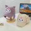 Boné de Beisebol Kuromi Infantil Estilo Coreano Desenho Animado Fofo Chapéu Quente Outono e Inverno Novo Veludo de Cordeiro Proteção de Orelha Boné de Pato
