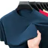 Bestseller de live streaming: Camiseta de malha de cor sólida com mangas curtas, suéter fino de malha masculina business casual com gola redonda e meia-manga, camiseta de malha para usar por baixo