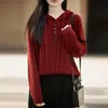 2026 Novo Suéter de Tricô com Capuz Feminino Solto Emagrecedor com Cordão Hoodie Versátil para o Dia a Dia Camada Base Top Rejuvenescedor
