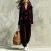 Conjunto de mujer transfronterizo de Amazon otoño/invierno 2026: Top de manga larga con escote drapeado y pantalones de pierna cónica, un conjunto informal de dos piezas para mujeres europeas y americanas
