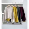 Suéter grueso de mohair amarillo súper bonito para mujer, estilo perezoso holgado de principios de otoño, prenda interior de punto cálida