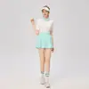 Conjunto Esportivo Casual de Golfe Tênis Feminino Primavera/Verão Manga Curta Gola Polo Slim Fit Listrado