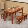 Mesa de comedor de madera maciza con tablero carbonizado, mesa y sillas de restaurante, uso comercial para restaurantes de comida rápida, cafeterías y restaurantes de hot pot, juego de mesa y sillas para comedor