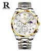 Reloj Suizo de Hombre Nuevo Dorado Personalizado al por Mayor Impermeable Luminoso de Cuarzo Transmisión en Vivo Comercio Exterior Modelo Caliente