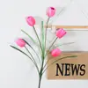 Flor de tulipán artificial de rama larga y cinco cabezas para ingeniería exterior, juego de flores para decoración del hogar, venta al por mayor de fábrica