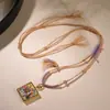 Novo Cordão de Pingente Minimalista Estilo Chinês em Rosa, Fresco e Versátil, Colar Retro de Luxo Leve, Cordão de Pingente Thangka Zaki Lhamo