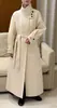 Abrigo Largo Doble Faz de Lana Elegante Srys Ame con Cuello Alto Holgado y Cinturón Grueso de Lana