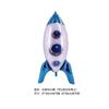 Novo 4D Vermelho Azul Foguete Balão de Filme de Alumínio Festa de Aniversário Banquete Decoração Espaço Tema Layout Bola de Filme de Alumínio