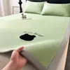 Juego de Tres Piezas de Colchoneta Refrigerante de Seda de Hielo Clase A para Maternidad e Infancia, Colchoneta Suave Bordada de Color Sólido de Alta Gama con Aire Acondicionado, Colchón de Polietileno de Seda de Hielo de Verano