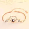 Pulsera de 100 Idiomas para Estudiantes Mujeres Estilo Coreano Simple Proyección de Una Línea Pulsera de Pareja Pulsera Personalizada para Mejor Amiga