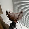 Bolsa Feminina 2024 Nova Moda Bolsa de Ombro Textura PU Bolinho Simples Bolsa Alta qualidade Retro Cor Sólida Axila Bolsa