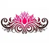 Pegatina de tatuaje de loto con forma de corazón multicolor para cintura y abdomen, Pegatina impermeable de estilo europeo con flores para cintura y cadera