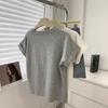 Camiseta Manga Babado Verão 2025 Feminina Solta Slim Temperamento Mais Fácil de Combinar Branca Gola Redonda Manga Curta Blusa para Pessoas Baixas