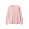 Cárdigan de punto ligero de cuello redondo y manga larga para mujer, 100% lana peinada de alta cuenta, anti-pilling ultra fino, nueva colección otoño/invierno 2026