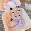 Acessórios Infantis Meninas Desenho Animado Princesa Conjunto de Colar e Pulseira com Contas Colar com Pingente de Menina Acessórios de Joias para Bebê