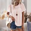 Top de Patchwork Redondo de Amazon Desarrollado y Diseñado de Forma Independiente Camisa Suelta para Mujer Color Sólido Primavera/Verano 2026