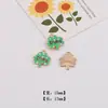 Colgante de aleación con gota de aceite de trébol de hoja verde para pulsera hecha a mano DIY, colgante para collar, accesorios de joyería