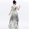 Conjunto de Top Corto Plateado Brillante y Pantalones de Pierna Ancha para Danza Jazz de Niñas, Atuendo de Verano Trendy para Performance de Street Dance