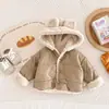 Roupas infantis estilo coreano para bebês meninos e meninas unissex top liso espesso casaco de urso quente com capuz moderno casual