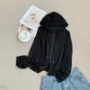 Camisa de zíper longa de cor sólida em Liocel, estilo coreano minimalista, proteção solar, jaqueta com capuz slim fit de verão