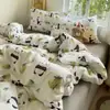 Juego de Cama de Cuatro Piezas de Algodón Puro Clase A, Estilo Fresco y Sencillo, Sábana Plana 100% Algodón, Funda Nórdica, Sábana Ajustable, Juego de Cama para Dormitorio, Juego de Tres Piezas 4
