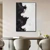 Pintura Decorativa Moderna Minimalista para Sala de Estar, Arte de Pared Oceánico Texturizado en Blanco y Negro, Arte Personalizado para Hotel, Mural para Vestíbulo