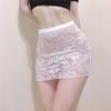 Meiyujia Encaje Transparente Fino Falda Transparente Ajustada a la Cadera para Mujer Sin Forro Minifalda 2319