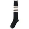 Calcetines de pantorrilla para primavera, Calcetines de algodón, Calcetines versátiles adelgazantes de cuatro rayas, Calcetines largos para mujer, Estilo Preppy, Estilo Jk, Estilo Japonés, Versión Coreana, Calcetines Tb
