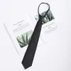 Camisa JK Estilo Académico Corbata Negra Gratis para Estudiante Color Sólido Cremallera Corbata Unisex Negocios Corbata Perezosa