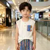 Nuevo Conjunto de Chaleco de Verano sin Mangas para Niños Niños, Estilo Coreano Transpirable Estampado Conjunto de Dos Piezas Moderno con Pantalones a Prueba de Mosquitos
